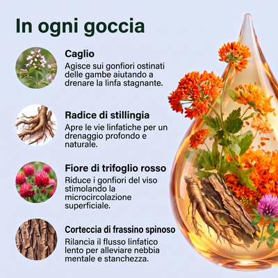Le quattro erbe: caglio, stillingia, trifoglio rosso, frassino spinoso