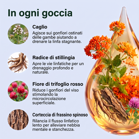Le quattro erbe: caglio, stillingia, trifoglio rosso, frassino spinoso
